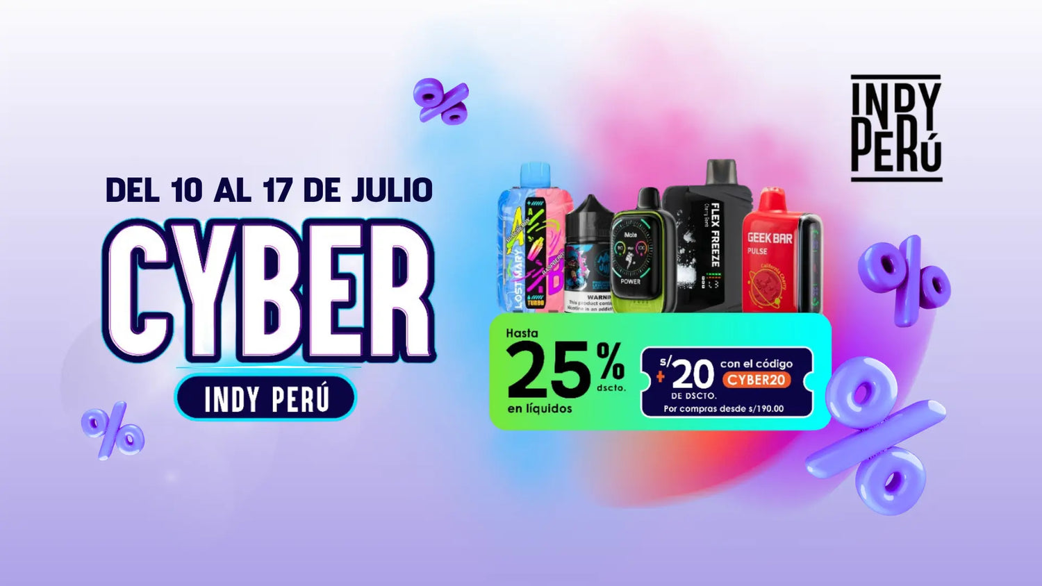 Cyber Week en Indy Perú Vapes con increíbles descuentos y promociones exclusivas