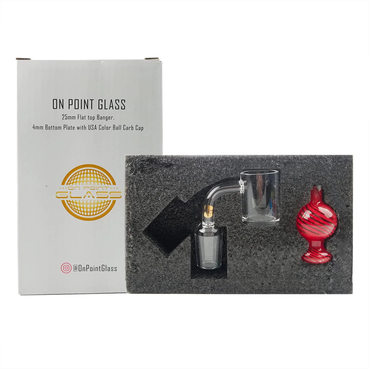 25mm Flat Top Banger 4mm Bottom Plate With Asstd Carb Cap Box Set 14mm Male 90