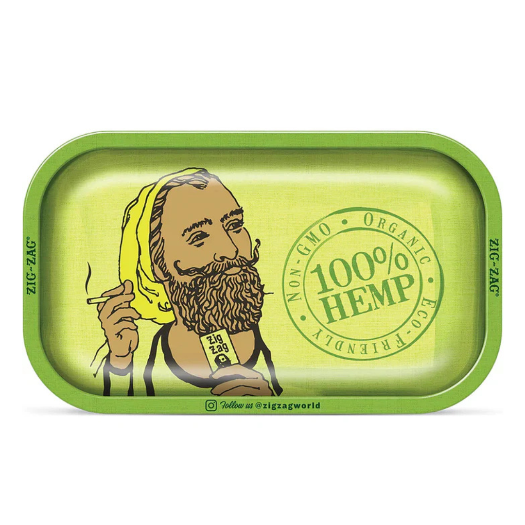 Zig-Zag Metal Rolling Tray - Small Hemp